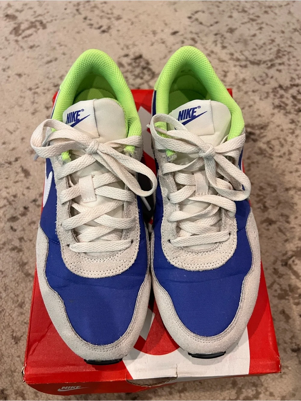 Nike Women’s Blue and Neon Green Retro Sneakers -Fit like women’s 8.
